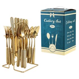 Household Hammer Pattern Porcelain Handle Knife Match Sets Suit (Option: Titanium Gold)