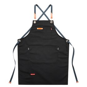 Denim Canvas Apron Restaurant Baking Barber Men's And Women's Work Clothes (Option: Black-Adult Style Length 75CM)