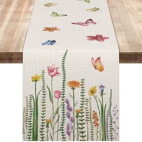 Linen Table Runner Pastoral Flowers Dining Decoration Tablecloths (Option: 01-33cm 183cm)